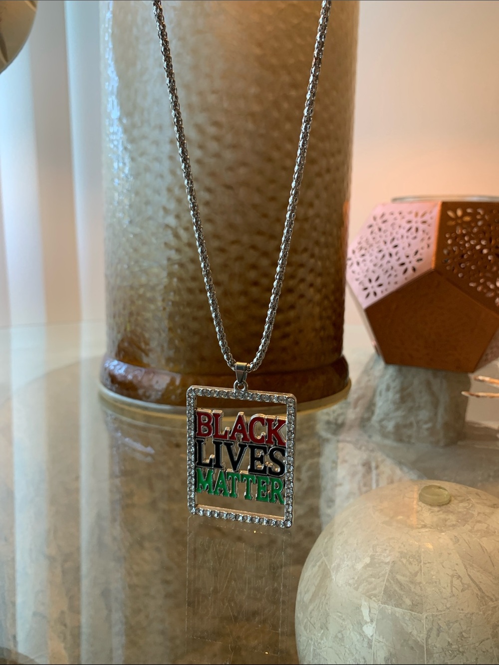 Black Lives Matter Pendant Necklace - Multicolor Accent